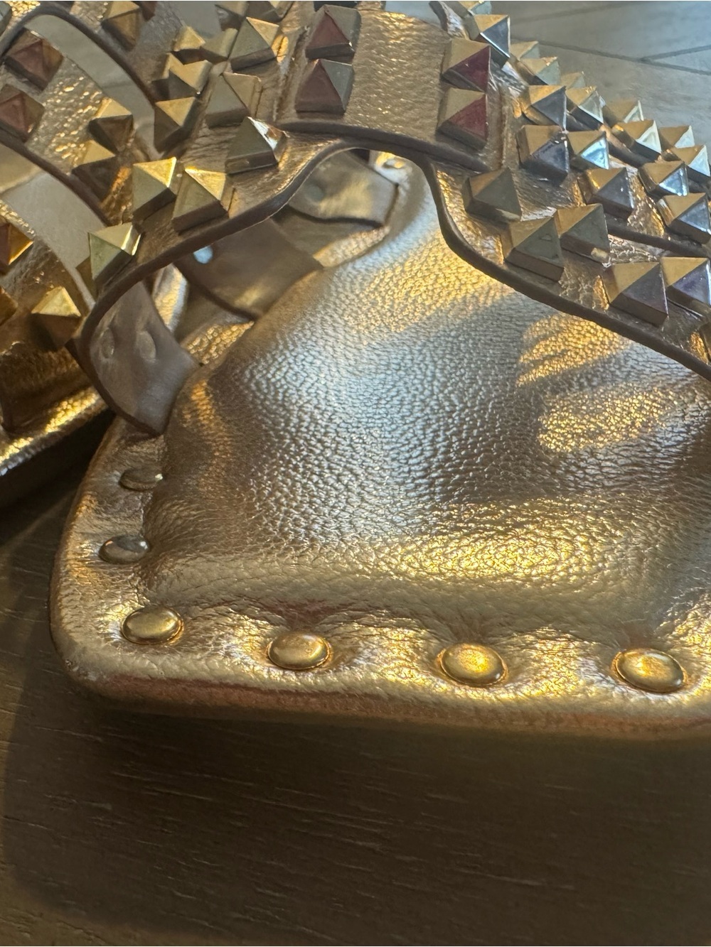 Cape Robbin Metallic Gold Stud Slide Sandals - Picture 13 of 13